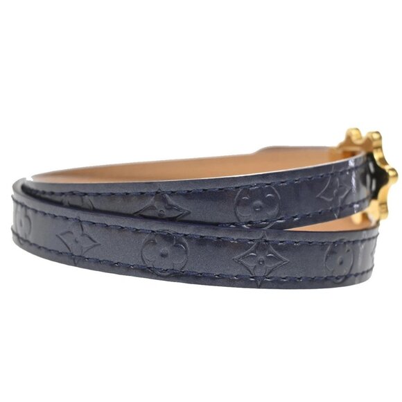 LOUIS VUITTON Triple-Wrap Bracelet Monogram Vernis leather Blue GHW 69TA469 main image 6